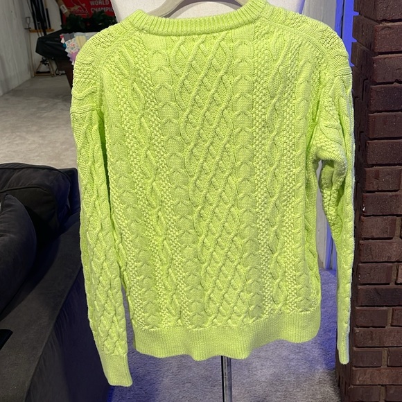 Neon Yellow J. Crew Crewneck Sweater Size Medium - Picture 2 of 4